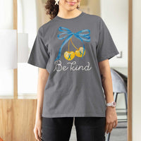 World Down Syndrome Day T Shirt For Women Blue Yellow Cherry Bow Coquette Be Kind