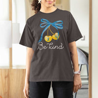 World Down Syndrome Day T Shirt For Women Blue Yellow Cherry Bow Coquette Be Kind