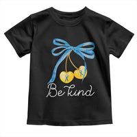 World Down Syndrome Day Toddler T Shirt Blue Yellow Cherry Bow Coquette Be Kind
