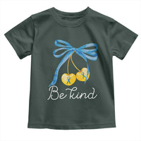 World Down Syndrome Day Toddler T Shirt Blue Yellow Cherry Bow Coquette Be Kind