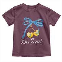 World Down Syndrome Day Toddler T Shirt Blue Yellow Cherry Bow Coquette Be Kind