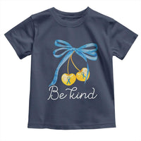 World Down Syndrome Day Toddler T Shirt Blue Yellow Cherry Bow Coquette Be Kind