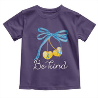 World Down Syndrome Day Toddler T Shirt Blue Yellow Cherry Bow Coquette Be Kind