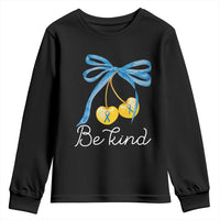 World Down Syndrome Day Youth Sweatshirt Blue Yellow Cherry Bow Coquette Be Kind