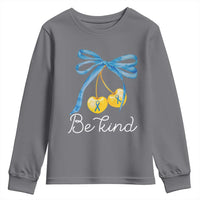 World Down Syndrome Day Youth Sweatshirt Blue Yellow Cherry Bow Coquette Be Kind