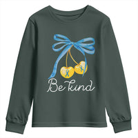 World Down Syndrome Day Youth Sweatshirt Blue Yellow Cherry Bow Coquette Be Kind