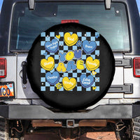 World Down Syndrome Day Spare Tire Cover Blue Yellow Ribbon Retro Heart Love