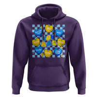World Down Syndrome Day Hoodie Blue Yellow Ribbon Retro Heart Love