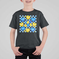 World Down Syndrome Day T Shirt For Kid Blue Yellow Ribbon Retro Heart Love
