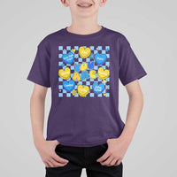 World Down Syndrome Day T Shirt For Kid Blue Yellow Ribbon Retro Heart Love