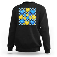 World Down Syndrome Day Sweatshirt Blue Yellow Ribbon Retro Heart Love