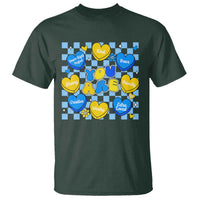 World Down Syndrome Day T Shirt Blue Yellow Ribbon Retro Heart Love