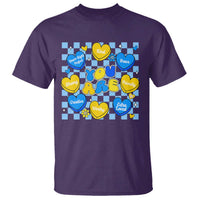 World Down Syndrome Day T Shirt Blue Yellow Ribbon Retro Heart Love
