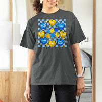 World Down Syndrome Day T Shirt For Women Blue Yellow Ribbon Retro Heart Love