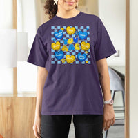 World Down Syndrome Day T Shirt For Women Blue Yellow Ribbon Retro Heart Love