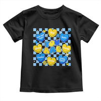 World Down Syndrome Day Toddler T Shirt Blue Yellow Ribbon Retro Heart Love