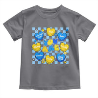 World Down Syndrome Day Toddler T Shirt Blue Yellow Ribbon Retro Heart Love