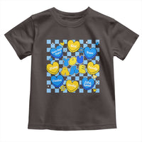 World Down Syndrome Day Toddler T Shirt Blue Yellow Ribbon Retro Heart Love
