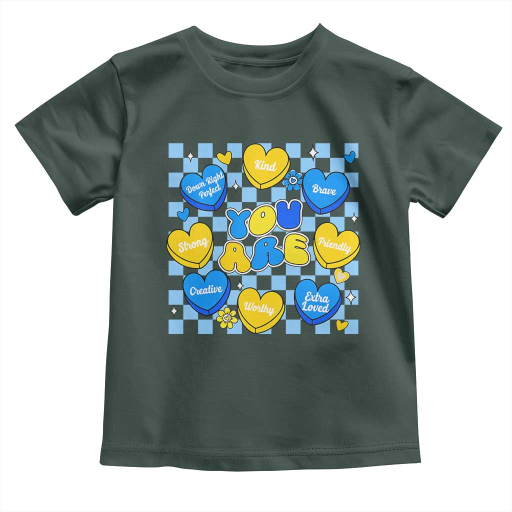 World Down Syndrome Day Toddler T Shirt Blue Yellow Ribbon Retro Heart Love