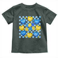 World Down Syndrome Day Toddler T Shirt Blue Yellow Ribbon Retro Heart Love