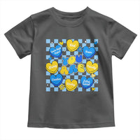 World Down Syndrome Day Toddler T Shirt Blue Yellow Ribbon Retro Heart Love