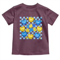World Down Syndrome Day Toddler T Shirt Blue Yellow Ribbon Retro Heart Love