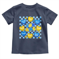 World Down Syndrome Day Toddler T Shirt Blue Yellow Ribbon Retro Heart Love