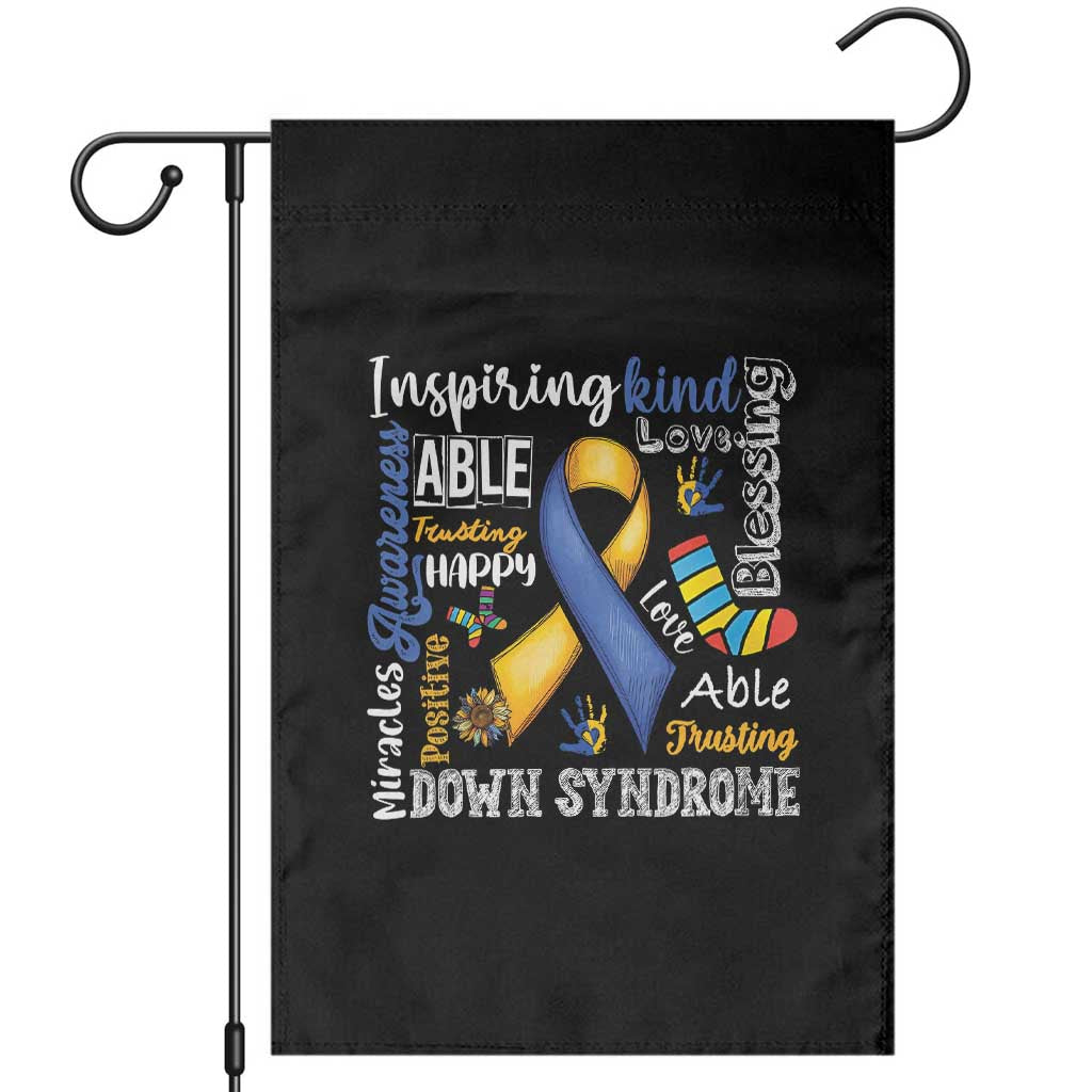 Down Syndrome Awareness Garden Flag Rock Your Socks Different Not Less