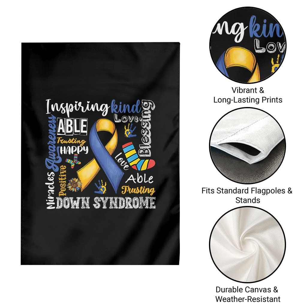 Down Syndrome Awareness Garden Flag Rock Your Socks Different Not Less
