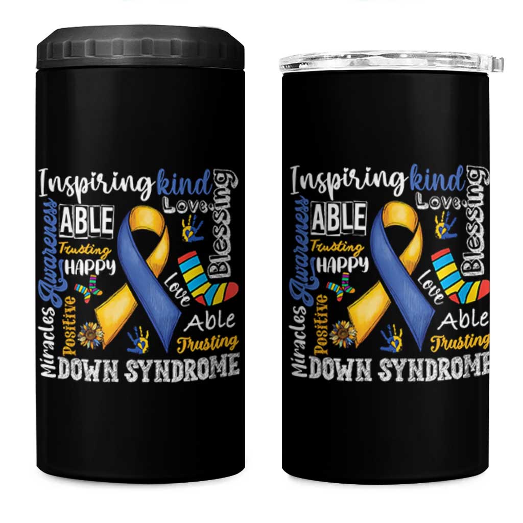 Down Syndrome Awareness 4 in 1 Can Cooler Tumbler Rock Your Socks Different Not Less