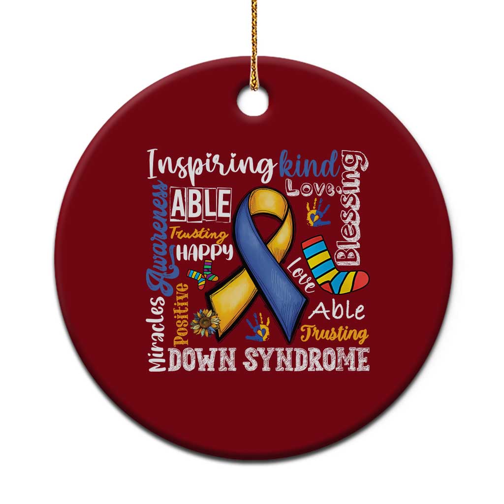 Down Syndrome Awareness Ceramic Ornament Rock Your Socks Different Not Less