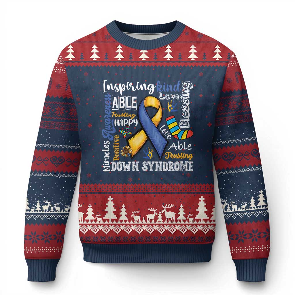 Down Syndrome Awareness Ugly Christmas Sweater Rock Your Socks Different Not Less