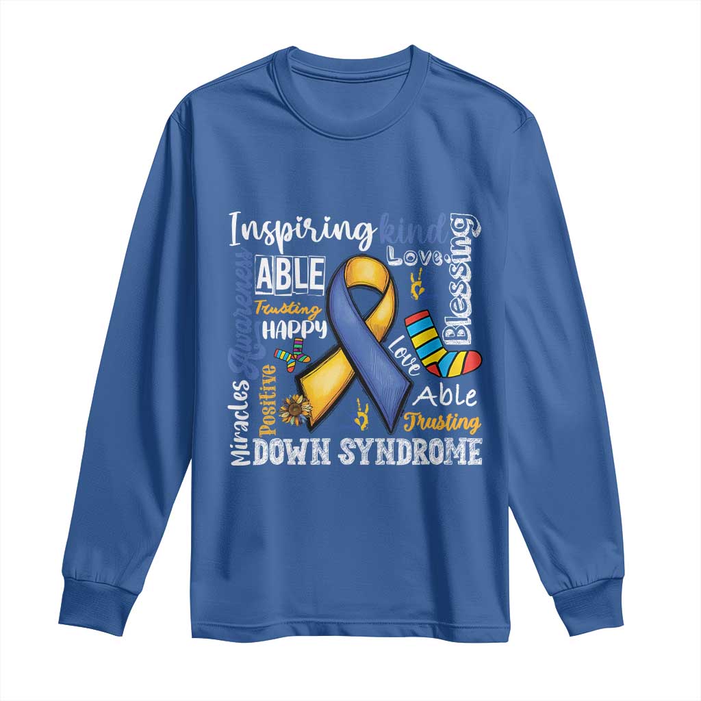 Down Syndrome Awareness Long Sleeve Shirt Rock Your Socks Different Not Less