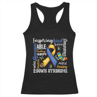 Down Syndrome Awareness Racerback Tank Top Rock Your Socks Different Not Less