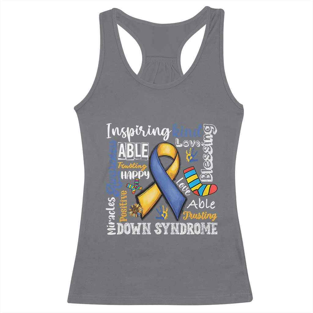 Down Syndrome Awareness Racerback Tank Top Rock Your Socks Different Not Less