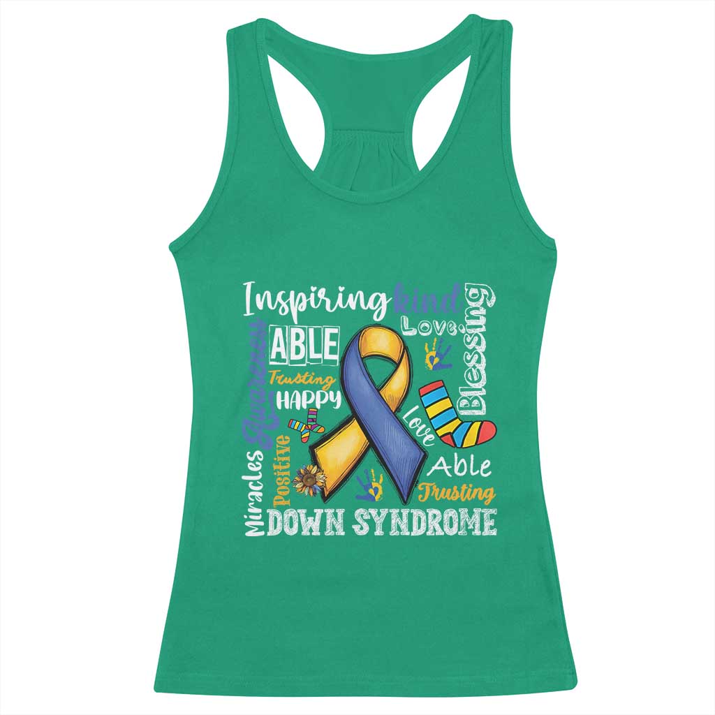 Down Syndrome Awareness Racerback Tank Top Rock Your Socks Different Not Less