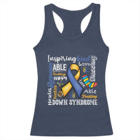 Down Syndrome Awareness Racerback Tank Top Rock Your Socks Different Not Less