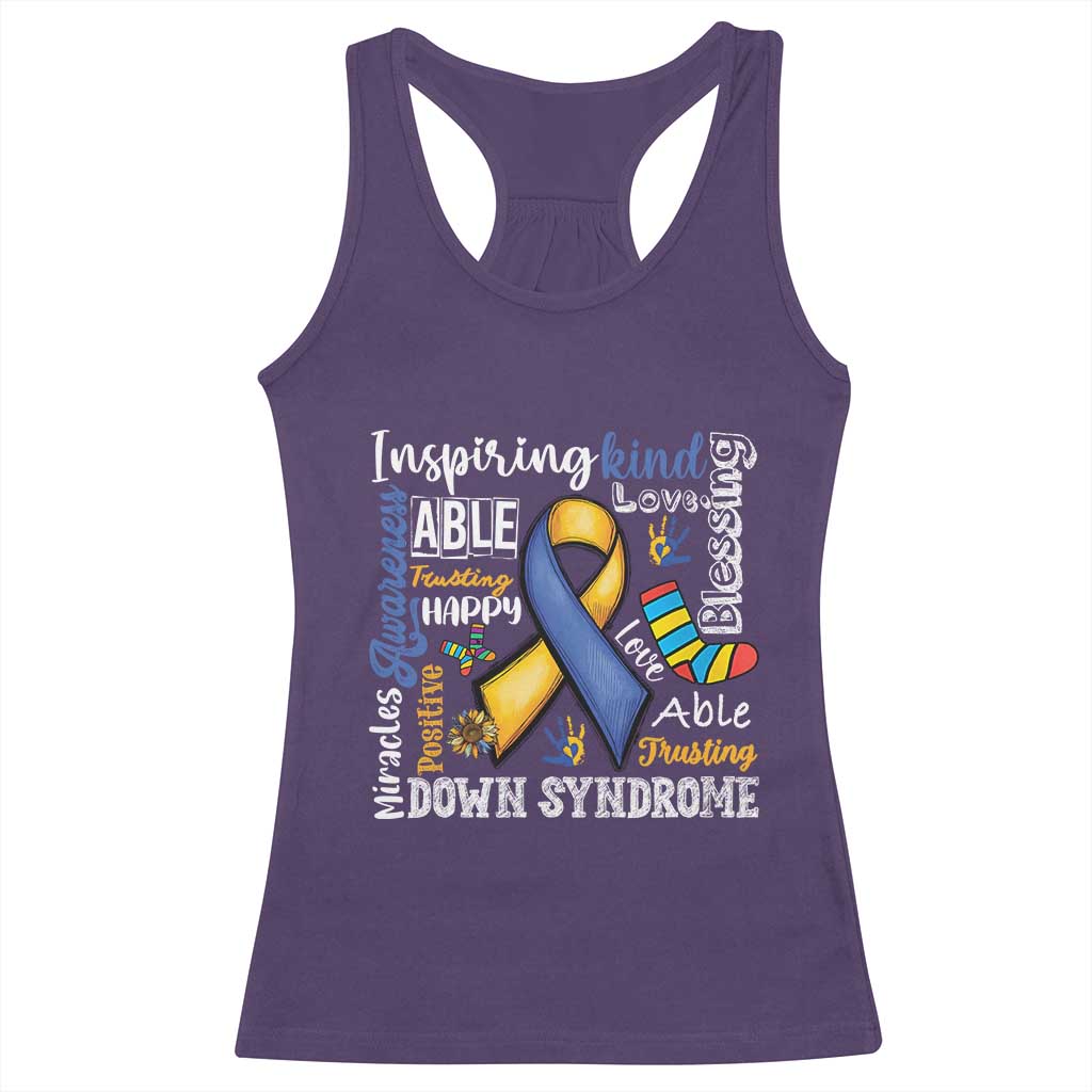 Down Syndrome Awareness Racerback Tank Top Rock Your Socks Different Not Less