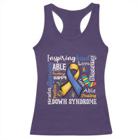 Down Syndrome Awareness Racerback Tank Top Rock Your Socks Different Not Less