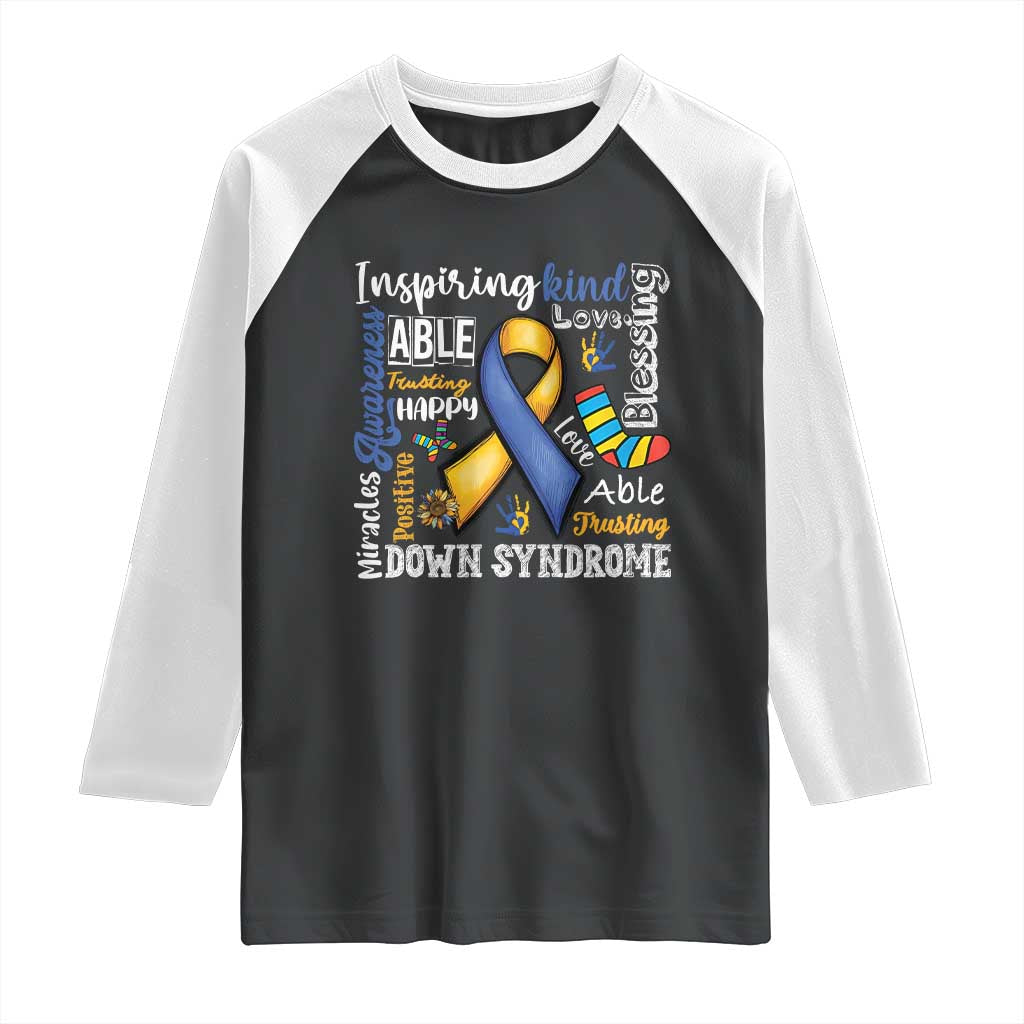 Down Syndrome Awareness Raglan Shirt Rock Your Socks Different Not Less