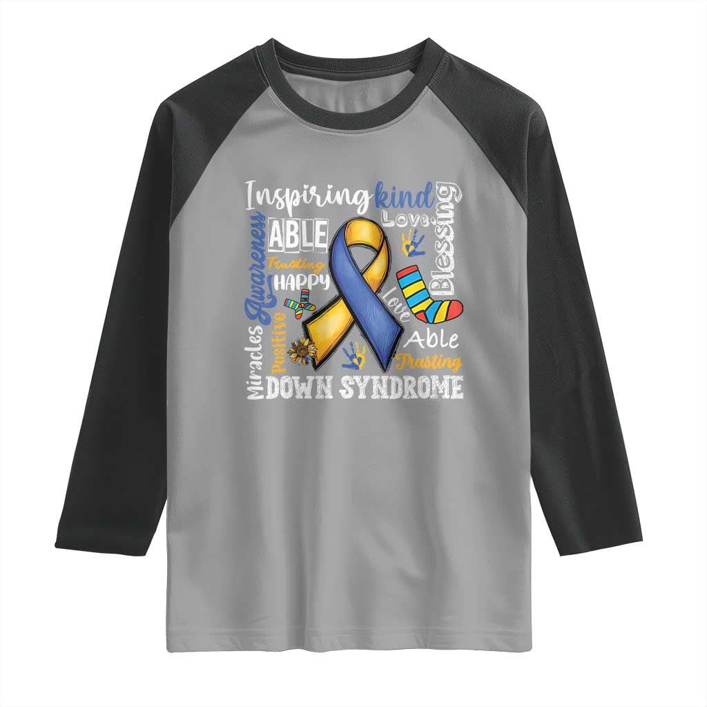 Down Syndrome Awareness Raglan Shirt Rock Your Socks Different Not Less