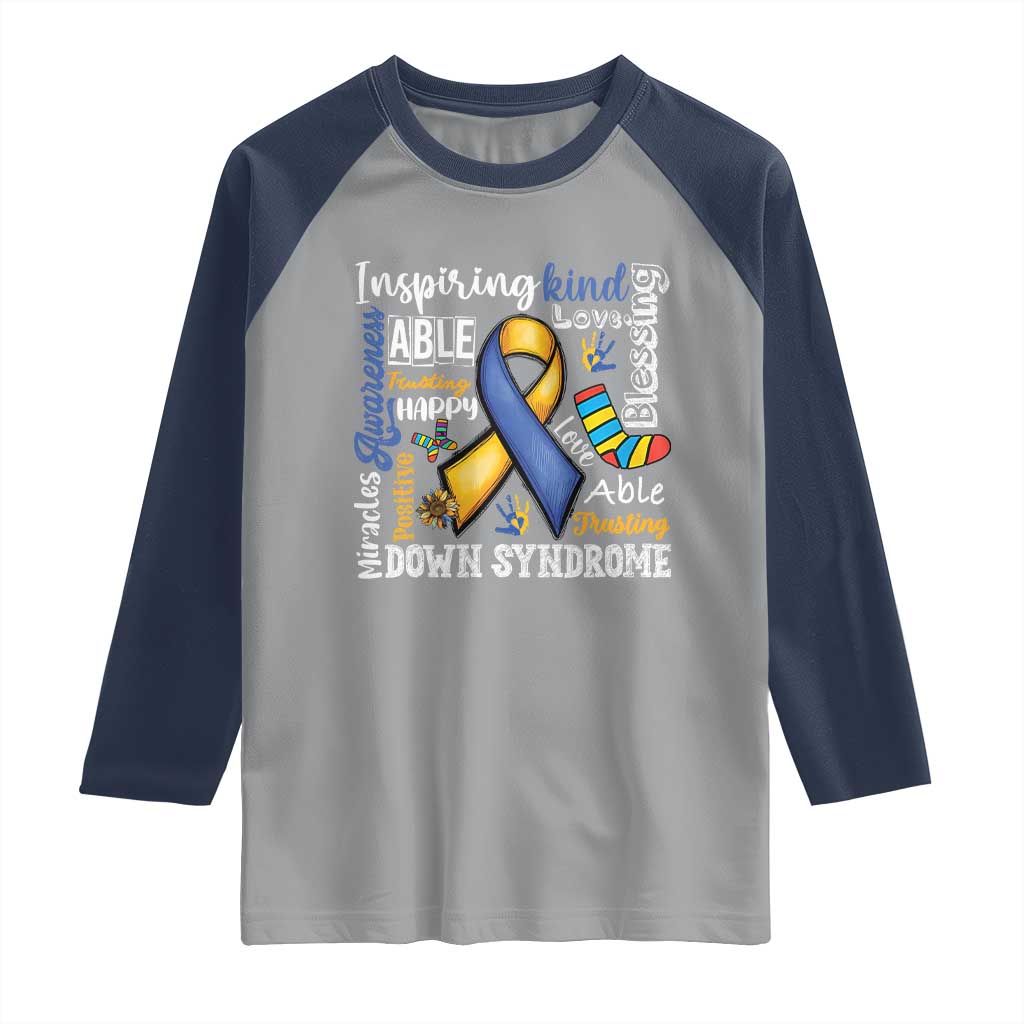 Down Syndrome Awareness Raglan Shirt Rock Your Socks Different Not Less