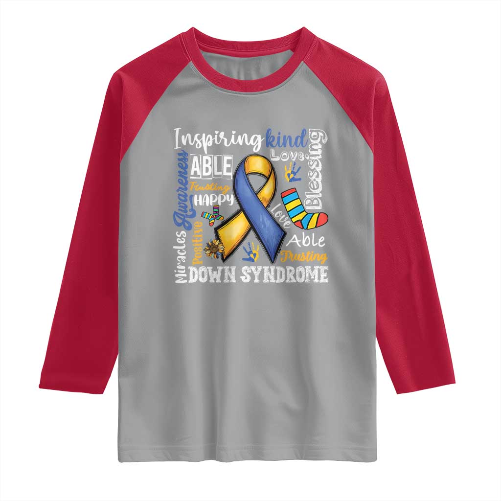 Down Syndrome Awareness Raglan Shirt Rock Your Socks Different Not Less