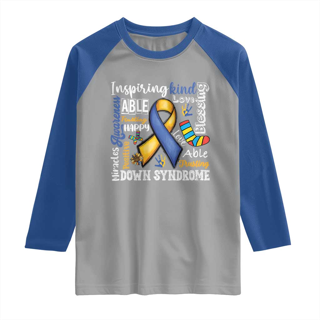 Down Syndrome Awareness Raglan Shirt Rock Your Socks Different Not Less