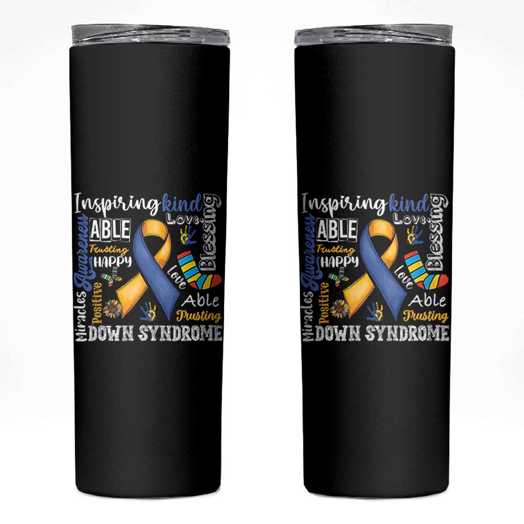 Down Syndrome Awareness Skinny Tumbler Rock Your Socks Different Not Less