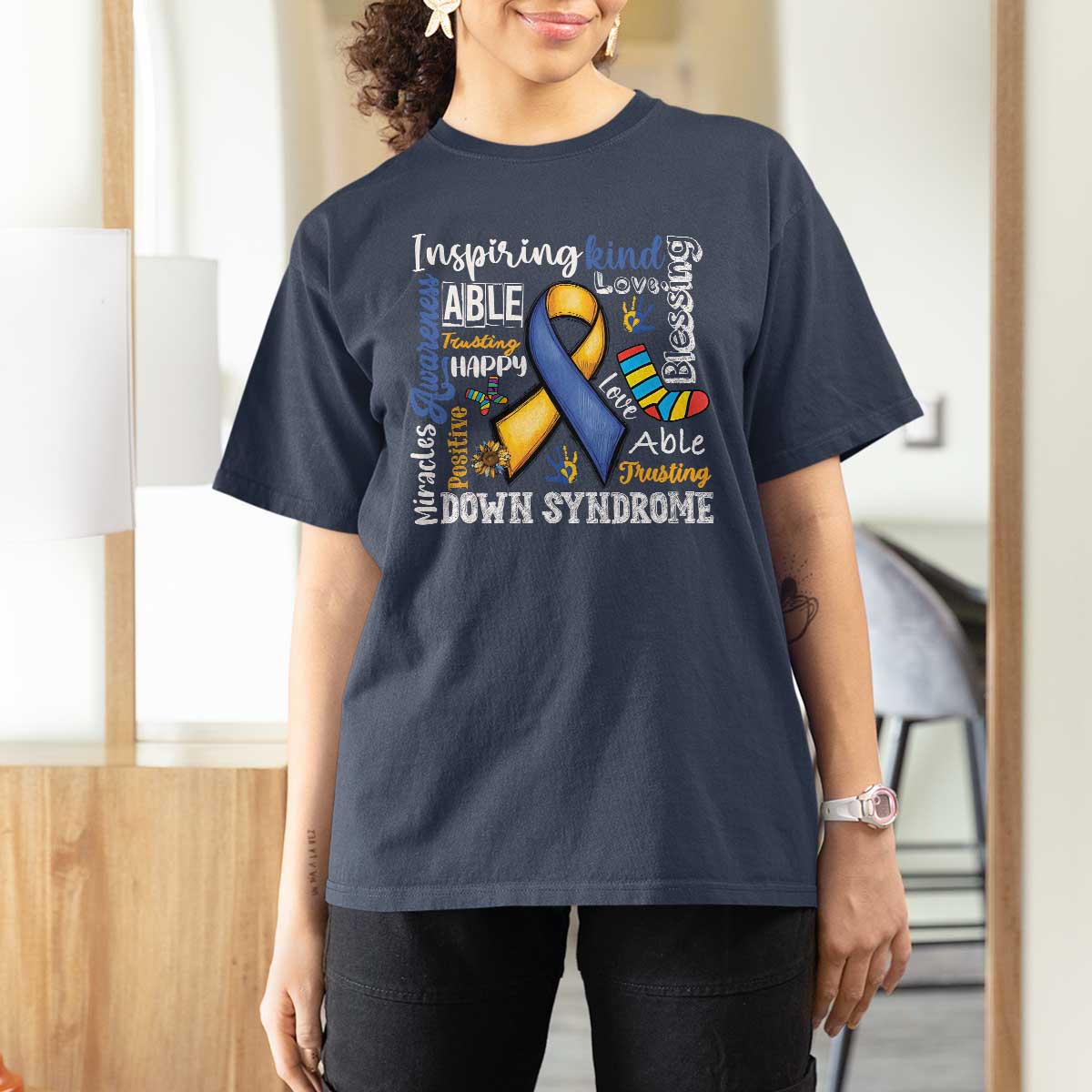 Down Syndrome Awareness T Shirt For Women Rock Your Socks Different Not Less
