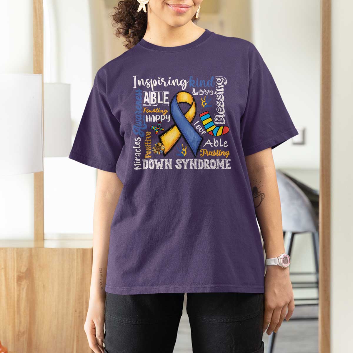 Down Syndrome Awareness T Shirt For Women Rock Your Socks Different Not Less