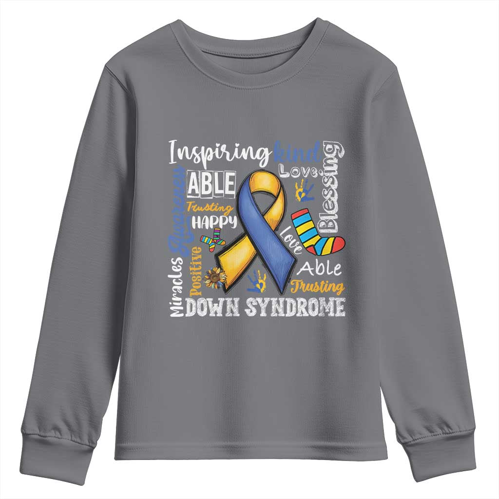 Down Syndrome Awareness Youth Sweatshirt Rock Your Socks Different Not Less