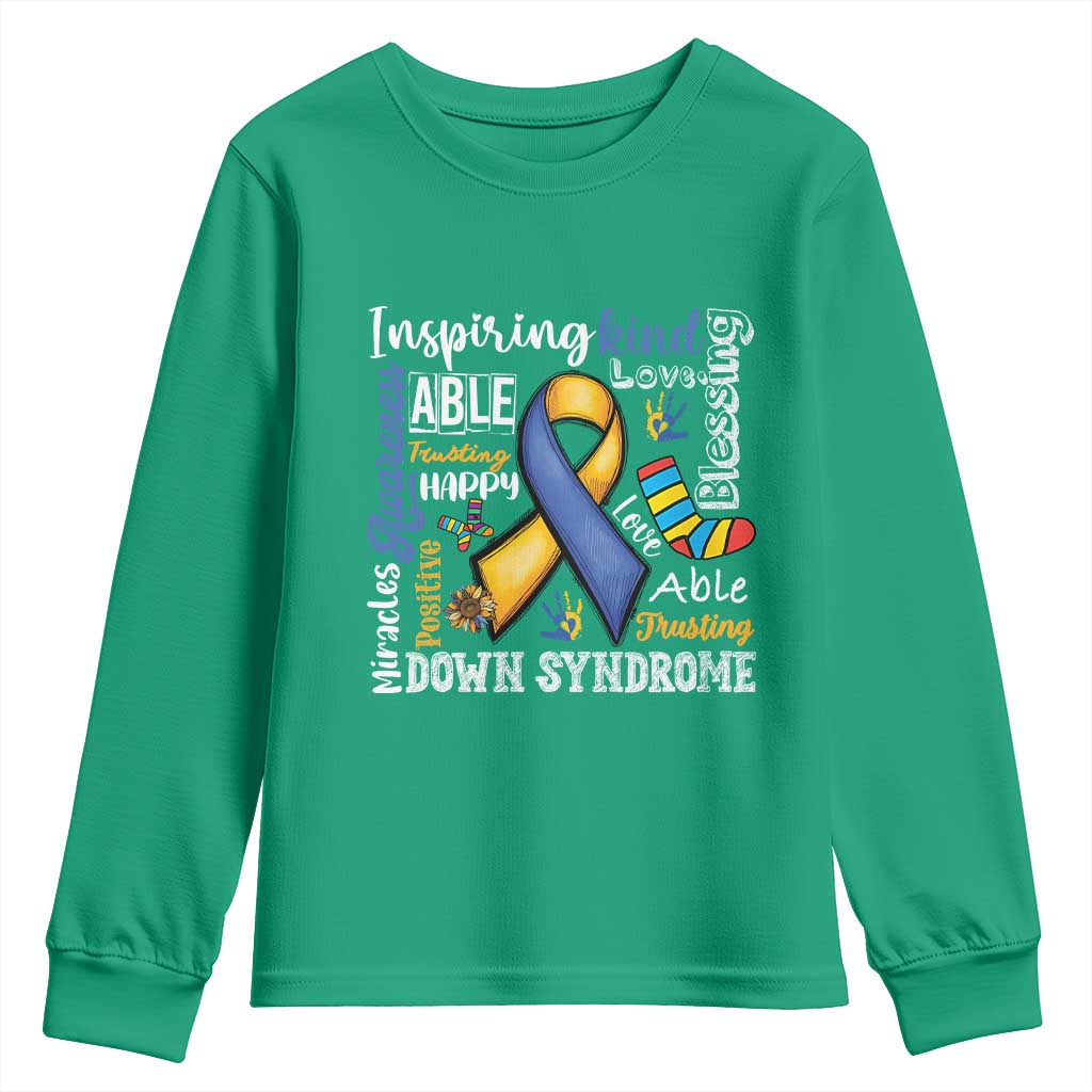 Down Syndrome Awareness Youth Sweatshirt Rock Your Socks Different Not Less