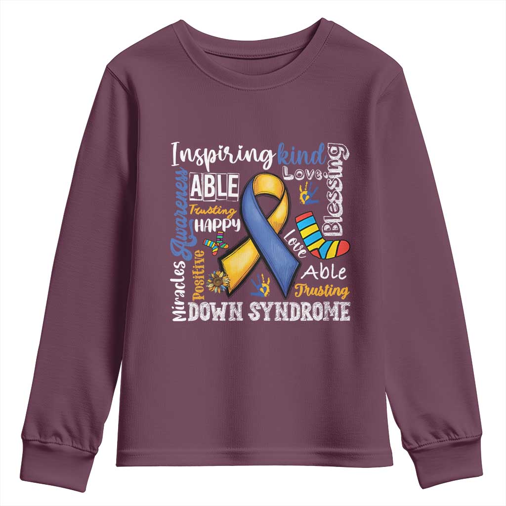 Down Syndrome Awareness Youth Sweatshirt Rock Your Socks Different Not Less